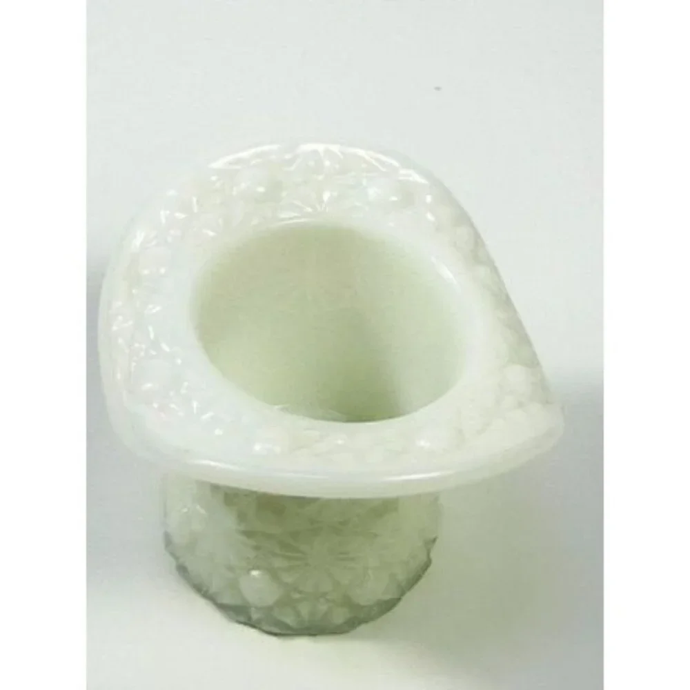 Toothpick Holder Vase Candleholder Fenton Daisy Button Top Hat Opalescent Milk G - Picture 3 of 16
